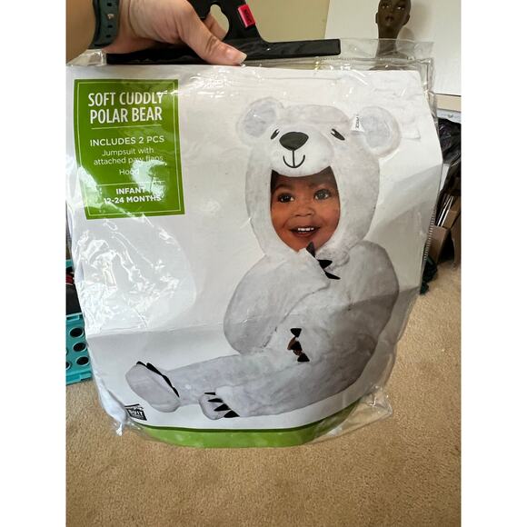 Soft Cuddly Polar Bear Infant Costume Babies (12–24 Months) Hood & Suit Flaps - Picture 2 of 2